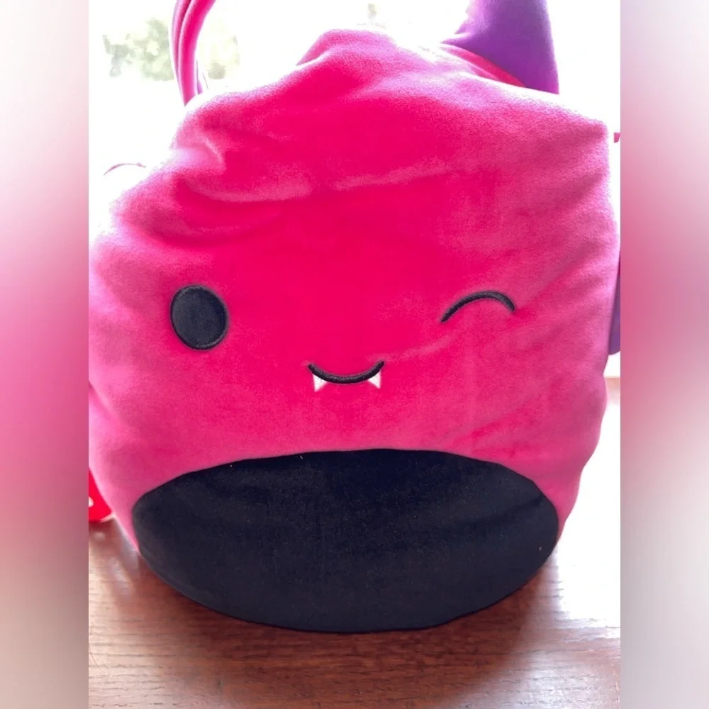 Wakisha The Pink Devil Squishmallow Halloween Trick Or Treat Pail Large EUC Soft